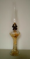 Huge 51 cm antique old table kerosene lamp, special twisted glass body and tank