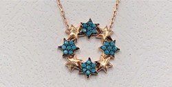 • Csodás türkiz köves nyaklánc, 14 K aranyozott ,  925,  új