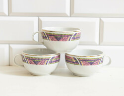 Alföldi retro porcelán csészék - 3 db csésze lila mintával
