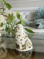 Ceramic Santa Claus, Santa Claus candle beige-gold, Christmas winter 15 x 11 x 9 cm