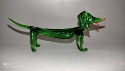 Muránói zöld üveg tacsi kutya