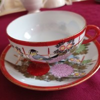 Japán tojáshéj porcelán teáscsésze, tányérral