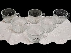 Retro glass drinking set, 6 glass glasses with a grape pattern