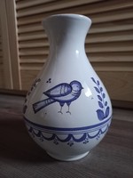 Cobalt blue bird pattern vase 20cm