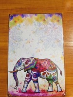 Indiai elefánt - mandala  Vintage fém tábla ÚJ!
