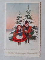 Régi karácsonyi képeslap 1933 népviseletes levelezőlap