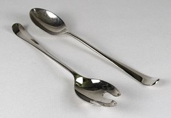 1L522 pair of old silver-plated large scoops 25 cm