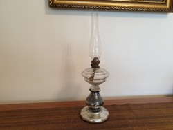 Bieder nagy méretű foncsorozott huta üveg antik régi petróleumlámpa petróleum lámpa 46,5 cm