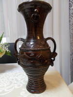 Nagy  szépséges antik kézzel készített mázas  kerámia váza nagy kancsó hibátlan