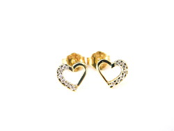 Brill 14 K arany szív fülbevalók gyémántokkal