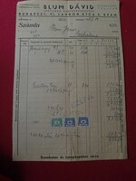 DEL012.3  Régi  számla - Blum Dávid  Textil nagyker - Stein Sashalom - 1948