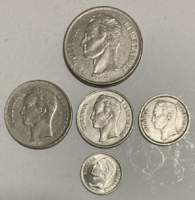 Venezuela 5, 2, 1, ,0,50, 0,25 Bolivar 1970-és évek