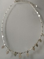 Silver-plated, filigree necklace with diamond-shaped inserts and pendants, 49 cm