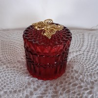 Gold butterfly glass sugar bowl