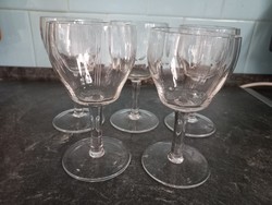 5 stemmed liqueur glasses with a solid pattern