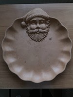Nagyméretű terrakotta Mikulásos dísztál