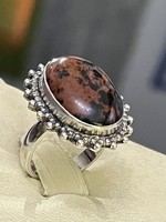 Mesés ezüst gyűrű, Mahagóni Obszidián kővel