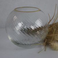 Classic spherical glass vase with gilded rim