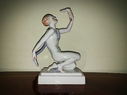 Herend nude figure holding an Olympic veil