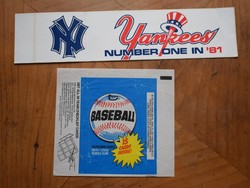 New York Yankees baseball matrica és kártyacsomagolás 1981
