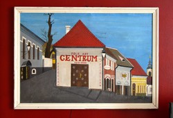 Hóbor János, Szentendre festmény, 1994., olaj vászon karton, kerettel: 51 x 74 cm, jjl.