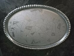 Retro oval aluminum tray with coffee bean-coffee cup pattern 38x27cm