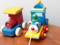 Festett fa vonat / mozdony retro gyermek játék