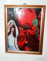 Különleges tűzzománc kép - Chagall motívumokkal
