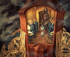 Remedios varo embroidery of the mantle of the earth reprint print esoteric painting fantasy allegory nun