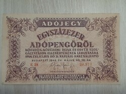 Egyszázezer adópengőről 1946 sorszámozott  100000 adópengőről