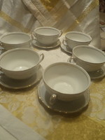 Zsolnay porcelán leveses csésze aljjal, 6 db