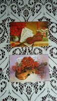 Two mouth painted postcards with a violin