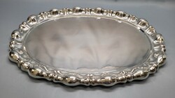 Old silver oval large tray with blister pattern