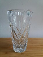 Metszett üveg, kristály váza 16 cm