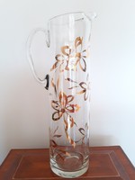 Retro large glass jug with gilded old lemonade pouring 32 cm