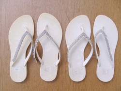 36-37-es női, csillámköves strandpapucs, fehér strand papucs, A.B.M, flip-flop