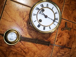 Antique gustav becker clock mechanism for wall clock, pendulum mechanism key, German pewter, art nouveau art deco