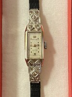 Artdeco 14-karat white gold watch with diamonds!