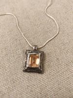 Izraeli ezüst nyaklánc-nyakék füstkvarc kővel (92)