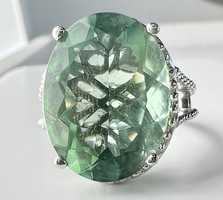 621T. 1 Forintról! TGGC 925-ös ezüst (6,3 g) DESIGNER gyűrű, hatalmas zöld kővel!