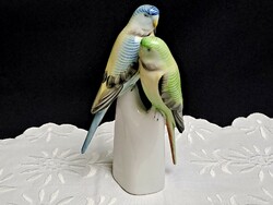 Hollóházi porcelán papagájok, papagáj pár 18 cm