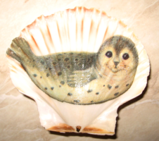 NAGYMÉRETŰ VINTAGE SHELL TENGERI KAGYLÓ FÓKA MOTÍVUMMAL