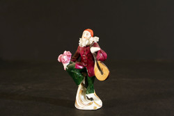 Sitzendorf serenade man with mandolin with bouquet of flowers porcelain figurine 7cm