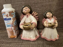 Jelzett Bozner Engel Thun gyertyatartó angyalok párban. Nagyméretű, ritkább festésű darabok