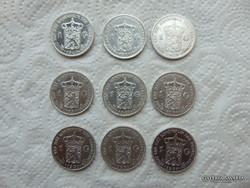 Hollandia 9 darab ezüst 1 gulden 9 x 10 gramm ezüst érmék