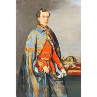 Ismeretlen közép - európai festő, 1850 k.: I. Ferencz József császár a magyar szent koronával