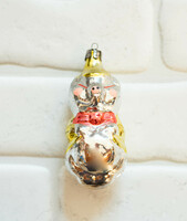 Retro üveg karácsonyfadísz - ezüst színű malac - karácsonyi dekoráció