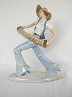 Royal Dux Deutschland porcelán art deco lány nagy méret 26 cm
