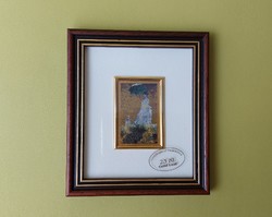 Miniature wall picture printed on gilt plate - claude monet: lady with parasol