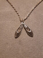 Old Szeged silver slippers on a short silver chain - 40 cm
